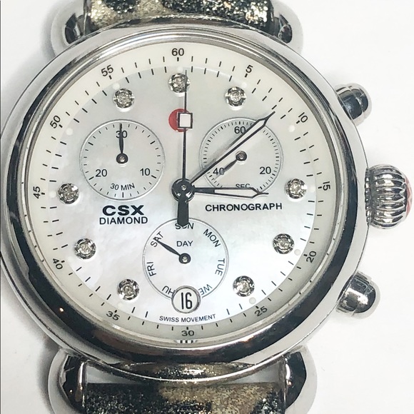 Michele Stainless Steel Diamond Dial Watch - Picture 4 of 8